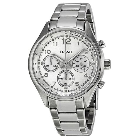 fossil chronograph silver dial watch.